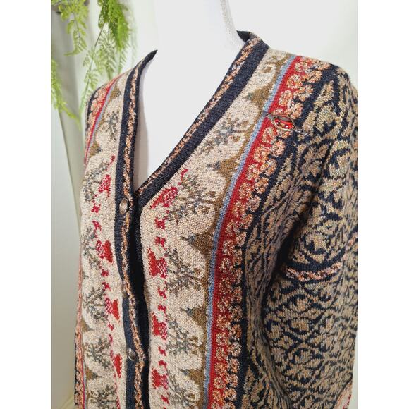 Buttercup Knitwear Women's 100% Wool Knitted Multi-Colored Sweater With Brooch - Picture 3 of 9